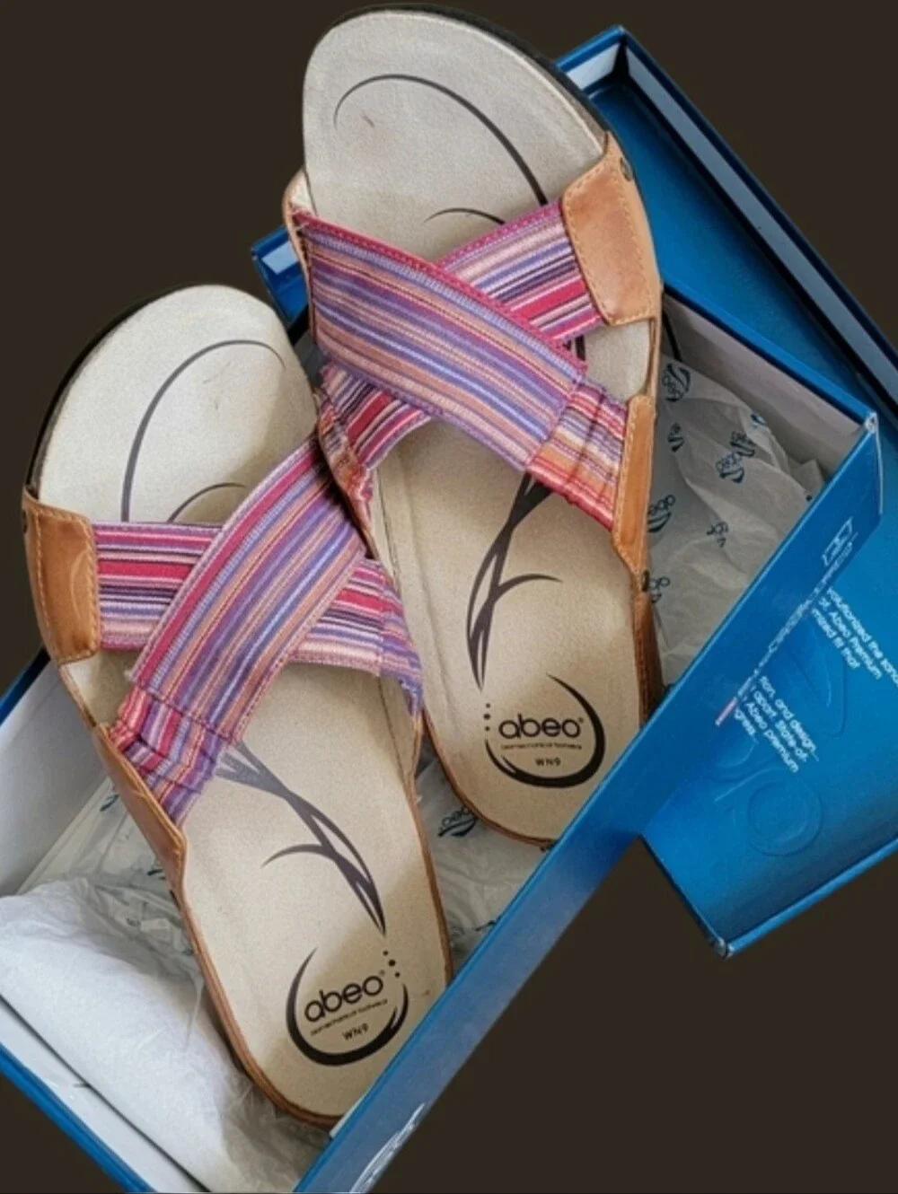 Abeo Slip-on Sandals For Luxury Walking, Comfort And Style. Multicolor. Ladies 9